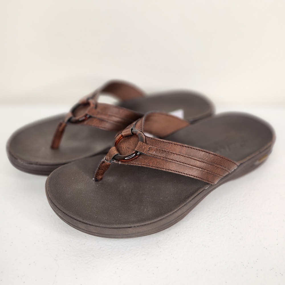 Skechers Arch Fit Maui Summer Fun Sandals Womens 7 Brown Vegan Leather Thong